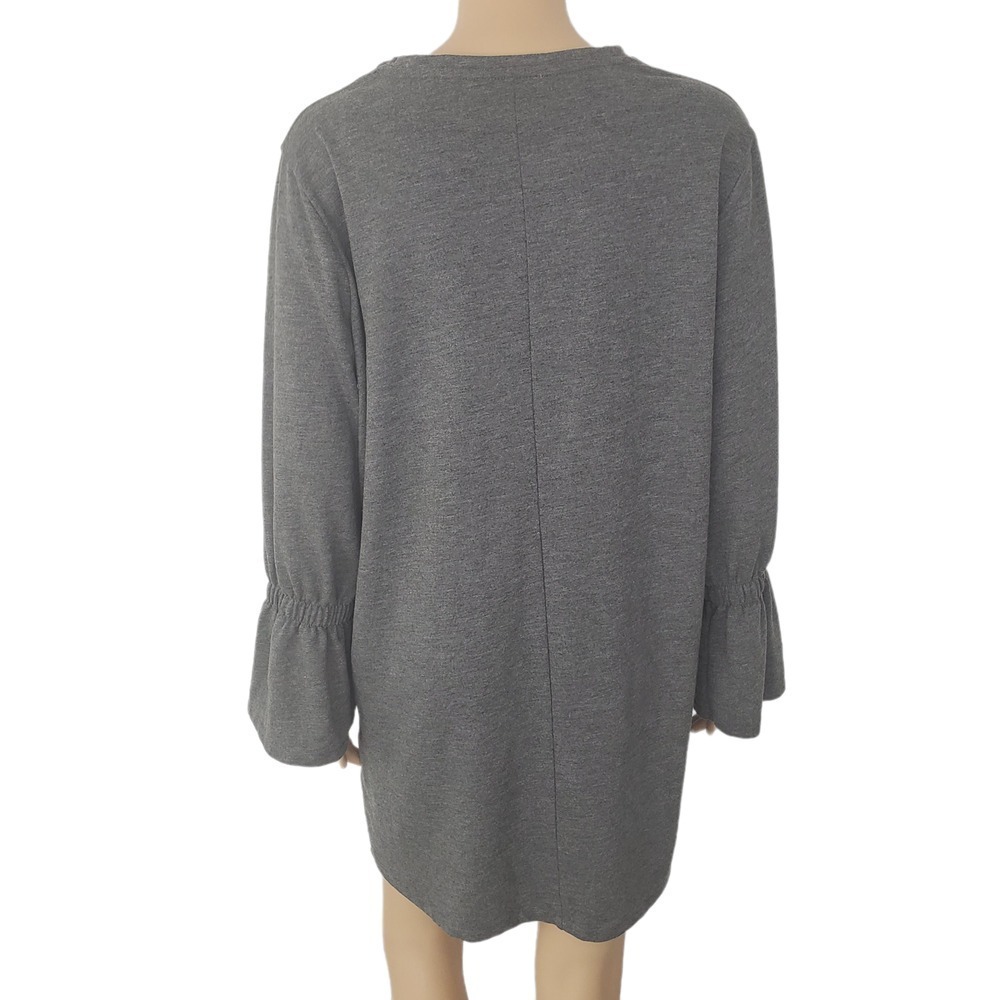 Zara Trafaluc Gray Bell Sleeve Tunic Mini Dress Size Medium - Picture 10 of 11
